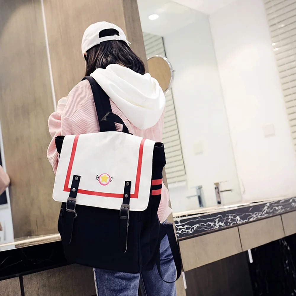 Аниме Cardcaptor Sakura Card captor Sakura 1 шт. Сейлор Мун крыло Косплей школьный рюкзак с двойной пряжкой на ремне сумка