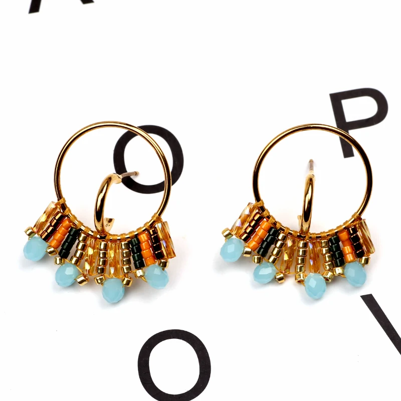 

FAIRYWOO Bohemian Handmade Crystal Drop Earrings Jewelry Earrings Flower Window Earring Indian Earrings Jhumka Lollipop earring