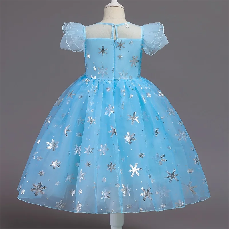 Girl Princess Anna Elsa 2 Dress Child Costume Crown Gloves Magic Wand Wig Cosplay Halloween Costume Kids Party Dress Snow Queen