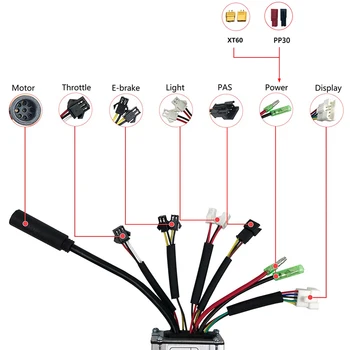 

36/48V 500W-750W Controller 9 Pin SM With Dou-head Lamp Line 9 Tube Square Wave Controller For KT-22A Series Motor