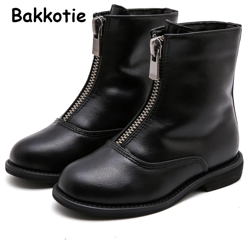 Bakkotie; Новинка года; детская зимняя теплая обувь из искусственной кожи; брендовые короткие ботинки для маленьких девочек; модные черные ботинки для малышей