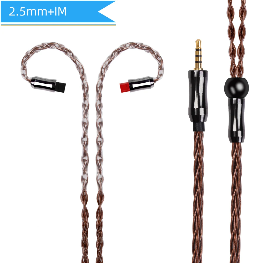 2.5mm IM Brown FDBRO 8 ядро 6N монокристаллической Медь посеребренный кабель 2,5/3,5/4,4 мм балансный кабель с A2DC IE80 IM для IM50 IM70 IE80s A5 - Цвет: 2.5mm IM Brown