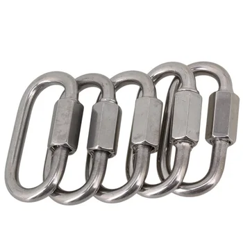 

5PCS Multifunctional 304 Stainless Steel Carabiners Quick Oval Screwlocks Link Lock Ring Hooks M4