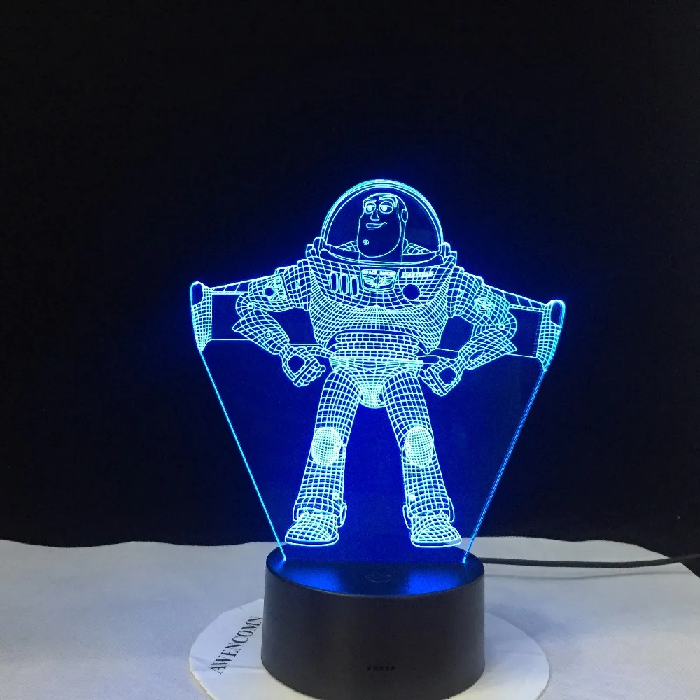 История с рисунком Базза Лайтера одежда для улицы; Светодиодный 3d-ночник настольная лампа RGB 7 цветов для мальчиков детские пижамы для мальчиков Игрушки, домашний декор на Рождество для малышей на день рождения, Новое поступление, подарок при покупке