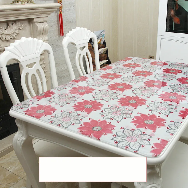 Pastrol PVC Table Cloths Kawaii Floral Plastic Crystal Board Placemats Pads Thickness 1.0mm Oil Tablecloth Glass Soft Dec | Дом и сад