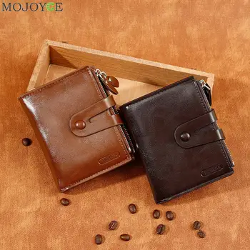 

Multi-function Men Fashion Short Purse PU Leather Multi-slots Zipper Wallet Male Business Casual Solid Color Money Card Bags
