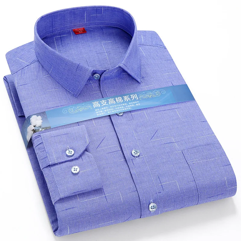 Plus Large 5XL 6XLsize Mens COTTON+Polyester NON-Iron Dress Shirt Regular Fit Soft Easy Care Smart Casual Purple Social Shirts dress shirts