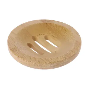 

Natural Wood Soap Tray Disc Hollow Holder Container Storage Rack Bathtubs Shower