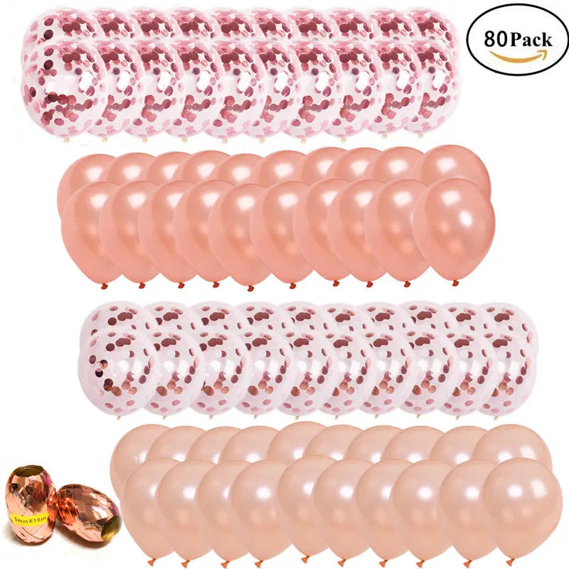 

80pcs Balloon Garland 12inch Rose Gold Champagne Latex Balloons Mix Color Confetti Balloons for Wedding Birthday Party Decor