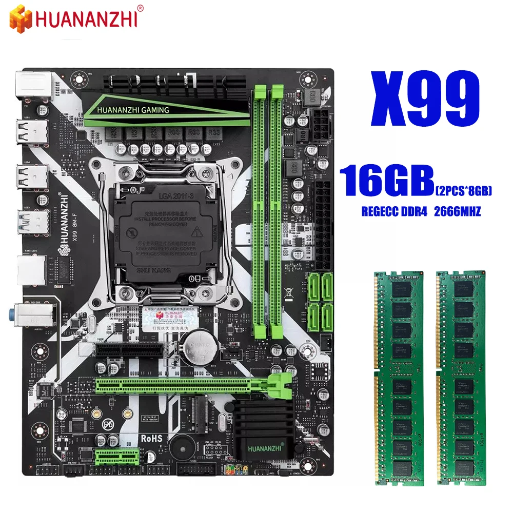 HUANANZHI X99 материнская плата с 2*8G = 16 Гб DDR4 2666 МГц REGECC памяти комбо комплект NVME USB3.0 MATX