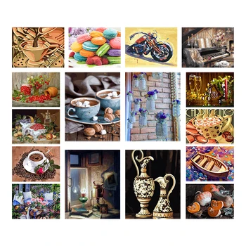 

Diy Diamond Decoration Painting Embroidery Dessert Macaron Diamond Mosaic Picture Diamond Painting Coffee Cross Stitch