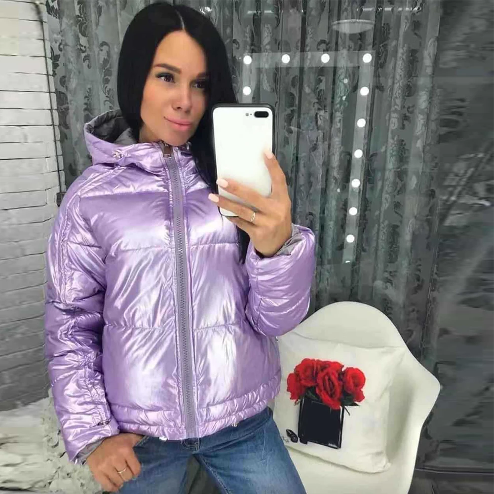 Однотонное зимнее короткое тонкое ветрозащитное женское пуховое пальто с капюшоном и длинным рукавом, теплая верхняя одежда на молнии с искусственным мехом