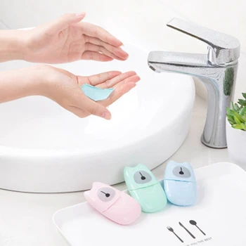 

1 Box/50PCS Convenient Washing Hand Bath Travel Scented Slice Sheets Foaming Box Paper Soap