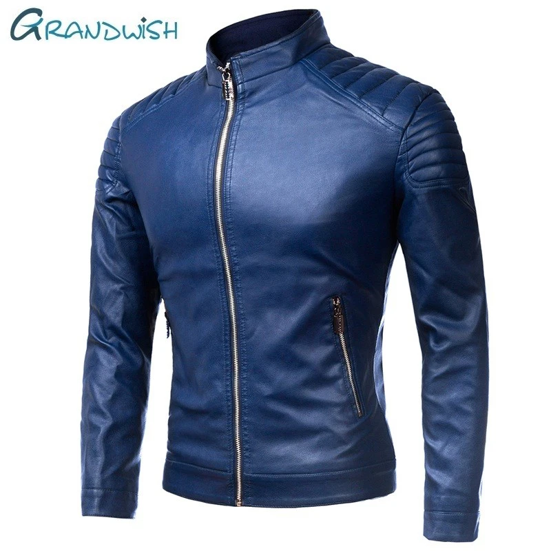 PU Casual chaqueta de cuero hombres primavera otoño abrigo moto Biker Slim Fit prendas de vestir hombre Negro Azul ropa de talla grande M-4XL,ZA321