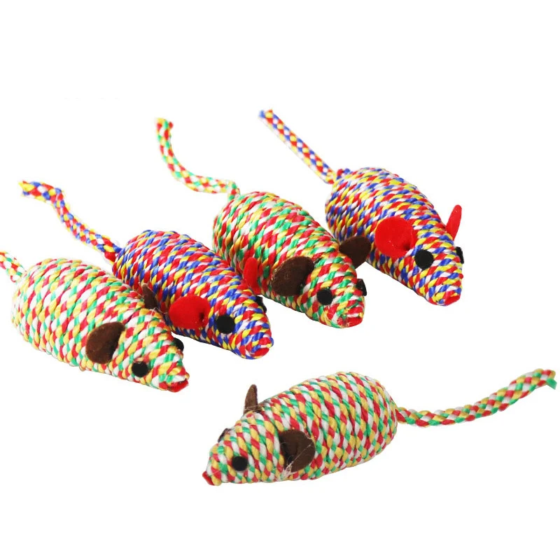 1Pcs Pet Chewing Toys Multicolor Cute Cat Supplies Scratch Playing Color Rope Mouse Shaped Colorful Pet Products Cat Toys 2020