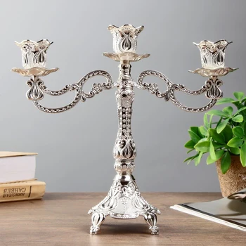 

Metal candlestick for 3 candles "Flower" silver color 20x23.5x7.7 cm 4453219