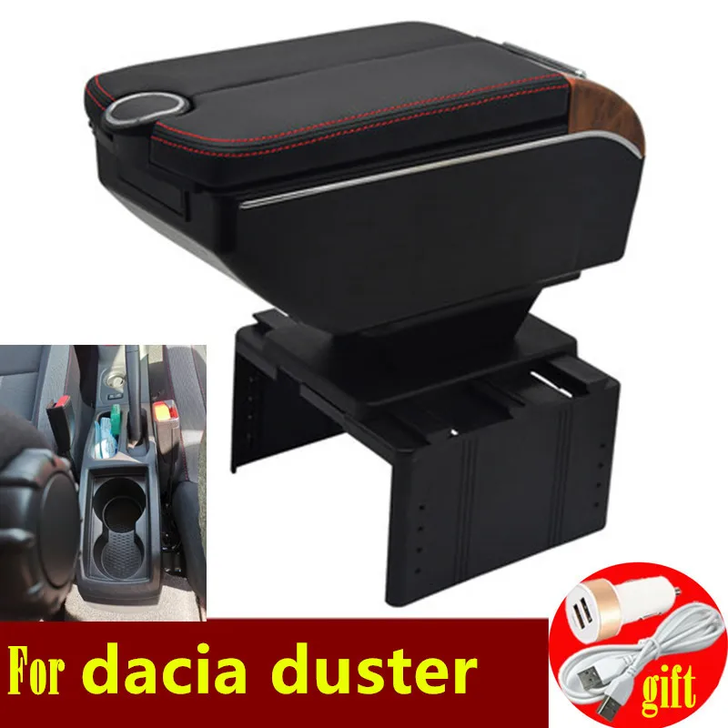 For dacia duster armrest box Double doors open 7USB Centre Console