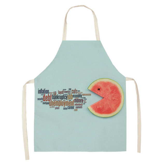 Fruit Pattern Linen Hand Wipe Sleeveless Waist Apron Home Decor Kitchen Baking Cleaning Tool Anti-stain Dining Workwear
