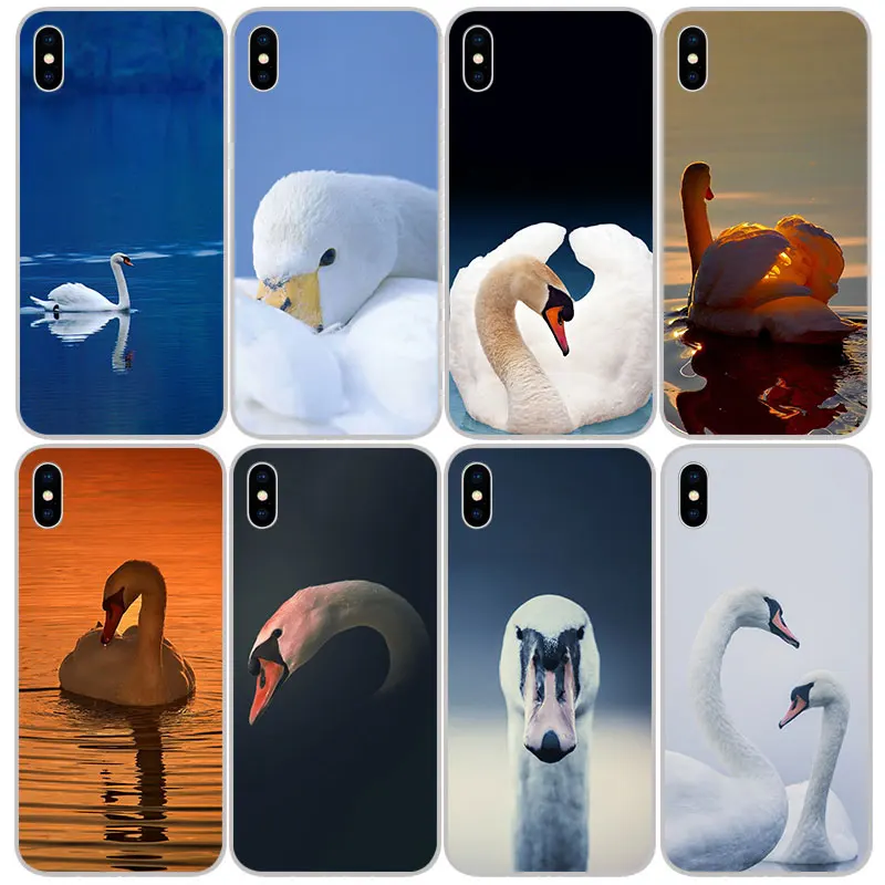 Красивые силиконовые мягкие чехлы из ТПУ с лебедем для iPhone 11 Pro XS Max X XR 8 7 6S Plus 5s SE 4S