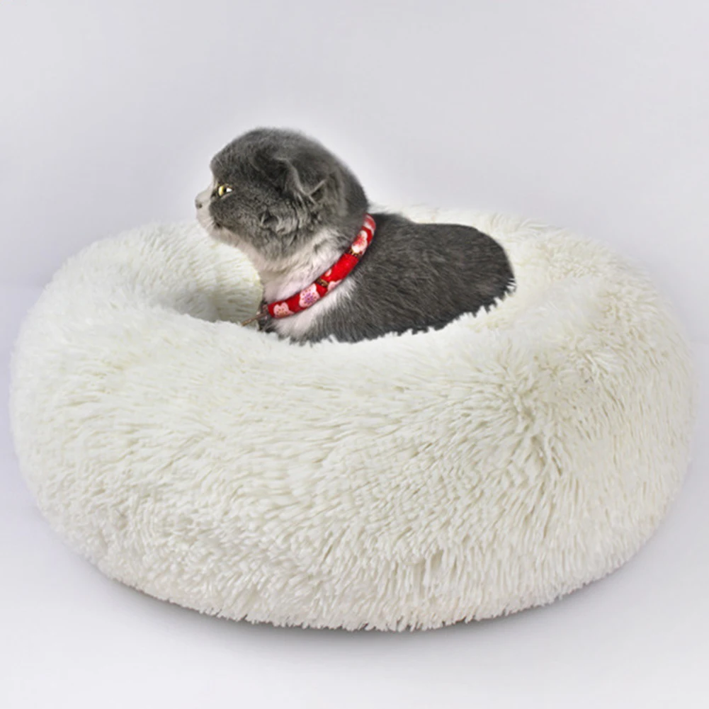 Коврик для домашних животных моющаяся кровать комфортная для собак диван водонепроницаемый плюшевый пончик подушки для сна Лежанка для котов круглый теплый очень мягкий