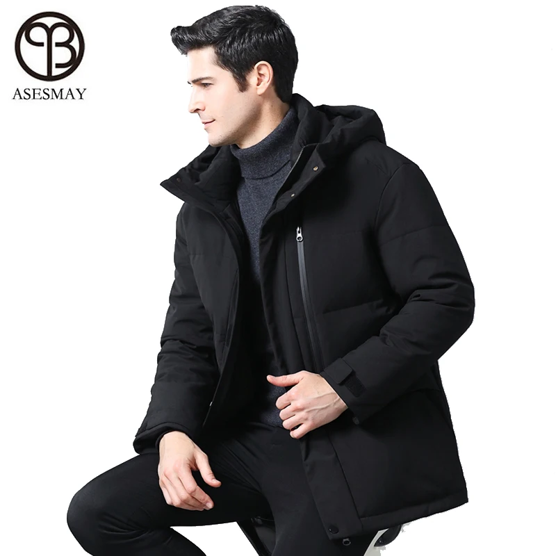 

2019 Brand Men's long down jacket hooded white duck down jacket men windbreaker Winter jacket men snow overcoat long male coat