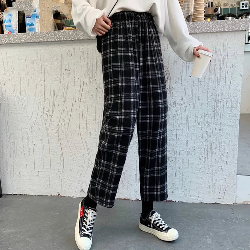 Joinyouth женские штаны до щиколотки осень зима Harajuku Свободные клетчатые штаны с низкой талией шаровары женские широкие брюки Mujer J364