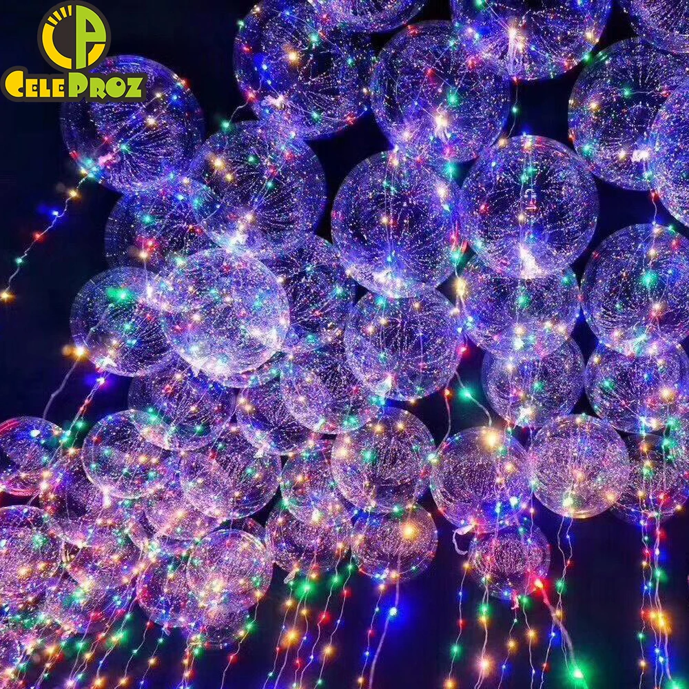 Luminous Led BoBo Balloon Transparent Round Bubble Decoration Wedding Birthday Party Balloon Colorful Light Christmas Tree Decor