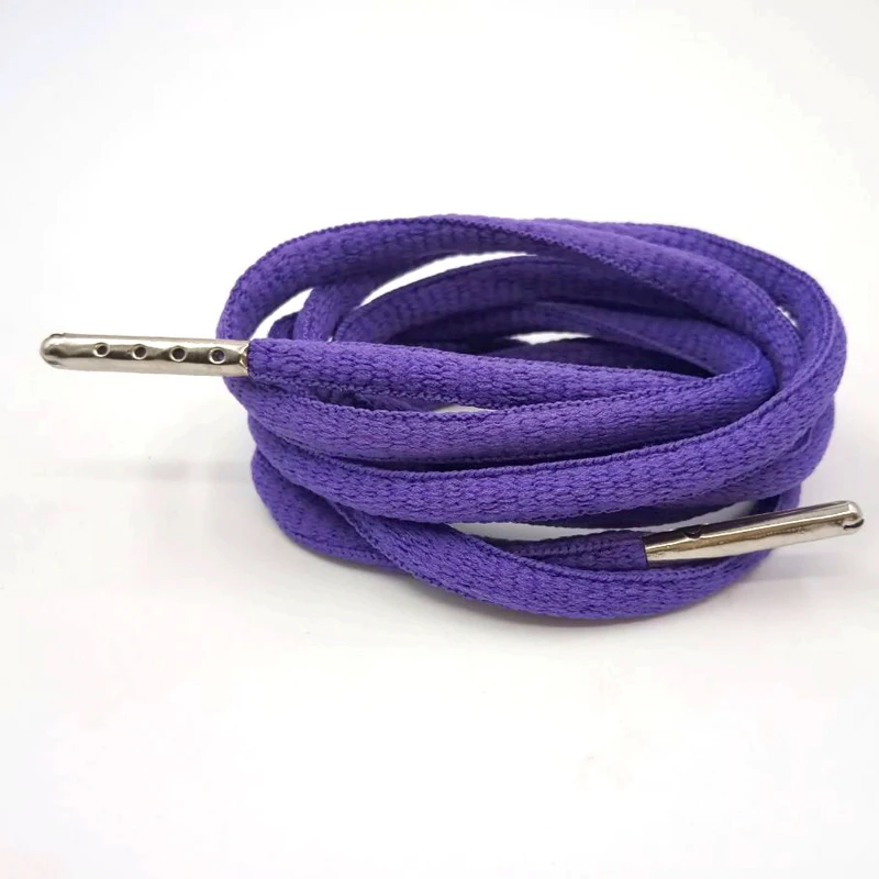08 purple Silver Аксессуары для обуви, шнурки для обуви, белые, круглые, мужские, плоские, замочки, Круглые, Сникеры, кружева, офсетные, кордон, 4 цвета, металлическая головка - Цвет: 08 purple Silver