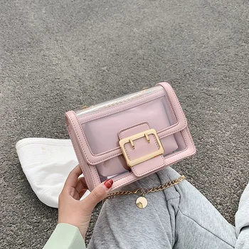 

Covered transparent female bag 2020 new fashion women's single shoulder diagonal female bag casual ladies chain small square bag