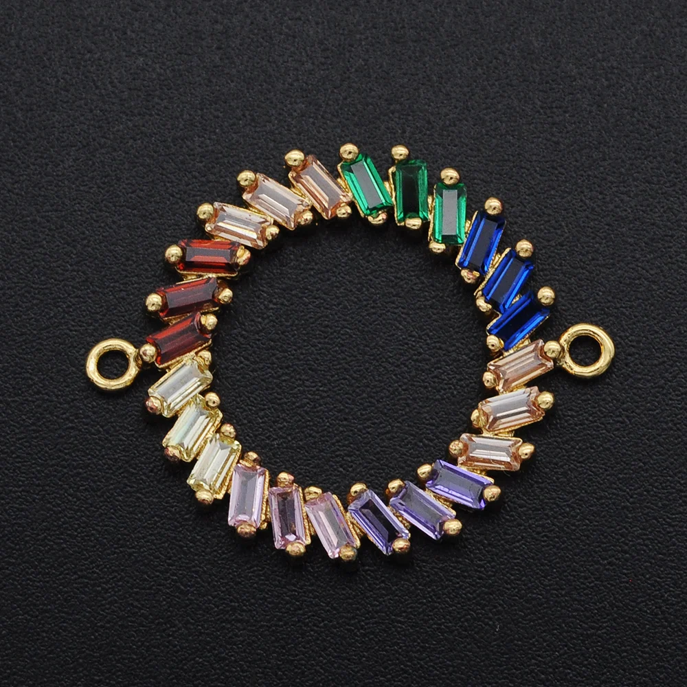 5pcs/lot 29x21mm CZ Zircon DIY Jewelry Luxury Rhombus Disc Charm Connectors Wholesale Bracelet Making Connector | Украшения и