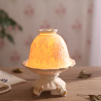 

Ceramic Essential Aromatherapy Oil Burner Lamps Aroma Burner Candle Holder Hollow Porcelain Crafts Help for Sleeping Home Decor