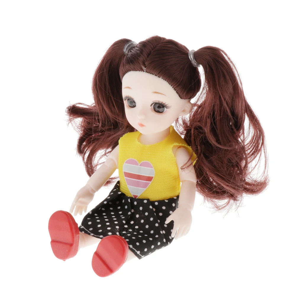 13 Joint BJD Doll Body Figure, Doll Mannequin Girl with Head Hair Full Set for Doll DIY Costum Use, Fashion Doll Collection Gift