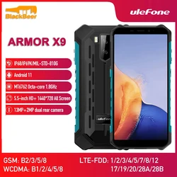 Ulefone – Smartphone Armor X9 X9 Pro, téléphone portable robuste et étanche, Android 11, IP68/IP69K, Helio A25, 5.5 pouces, 5000mAh, NFC 