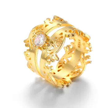 

925 SliverColor Jewelry Diamond Ring Vintage Crown of Women's Anillos Ring Bizuteria Jewelry Princess Sparkling Gemstone Rings