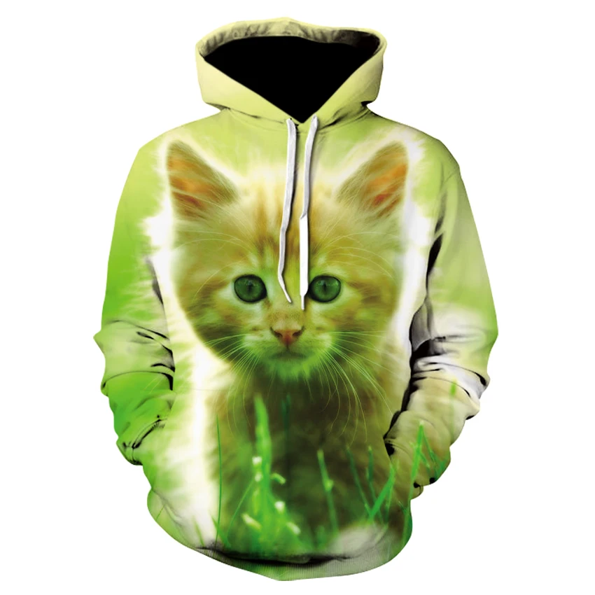

2020 new female animal cat print floral hoodie fashion kawaii men and women casual long-sleeved sweatshirt