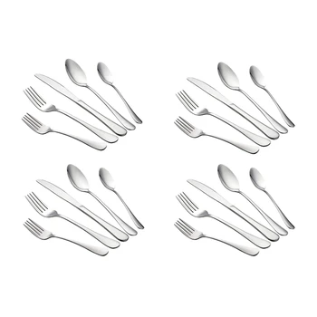 

Silver Flatware Cutlery Set, Stainless Steel Utensils Service for 4,Mirror Polished , Can Be Washed in the Dishwasher (20 Piece