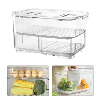 

Plastic Food Storage Storage Plastic Separate Vegetable Fruit Fresh Box Big ml With Lid Kitchen Fridge Organizer