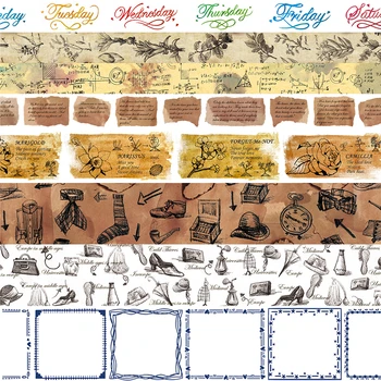 

10 pcs/lot DIY Cartoon Paper Washi Masking Tapes Retro Foundation decorative adhesive tape stickers/School Supplies mt51