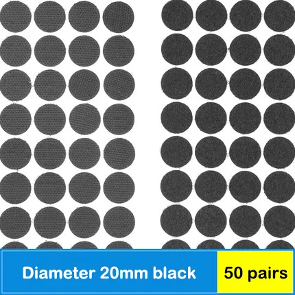 50 пар/лот 10-60 мм Самоклеющаяся клейкая крепежная лента в горошек крючок и петля Волшебная нейлоновая наклейка шнур с клеем - Цвет: black 20mm 50pairs