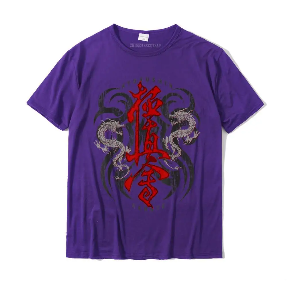 Coupons Casual Normal Tshirts O-Neck Pure Cotton Man Tops Tees Short Sleeve VALENTINE DAY Normal Tees Top Quality Kyokushin Karate Dragons Kyokushih Gift T-Shirt__MZ22871 purple