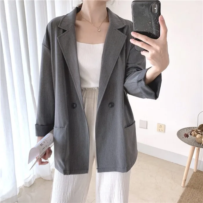 

Fox Mrs. Autumn Clothing Years Loose-Fit Versatile Slimming Small Suit Coat Women's Network Red INS Casual Blazer