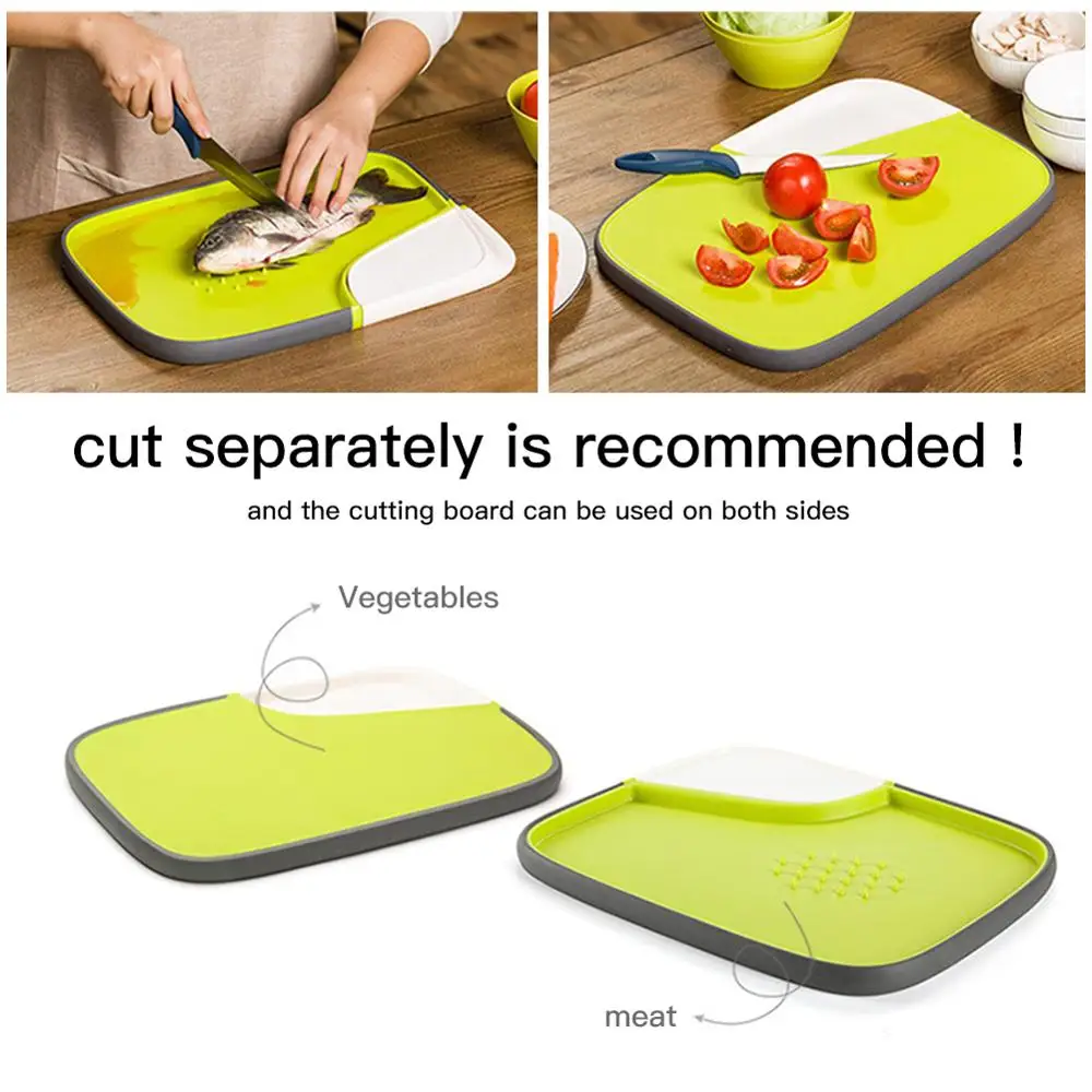 

Household Multi-functional Double-sided Cutting Board Comes With A Removable Storage Tray Kitchen Cutting Tool