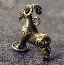 Solid Brass Leader Sheep Figurines Ornaments Pure Copper Animal Model Statue Miniatures Desk Decorations Vintage Home Decor