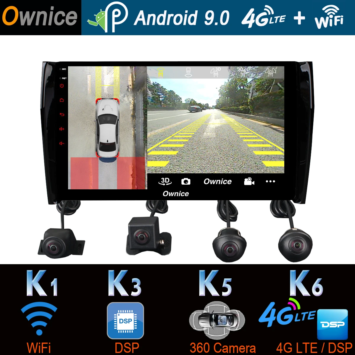 

360° Panoramic Camera 4G LTE Android 9.0 4+64G Car Multimedia Player for Skoda Kodiaq 2016 2017 2018 2019 GPS Radio DSP CarPlay