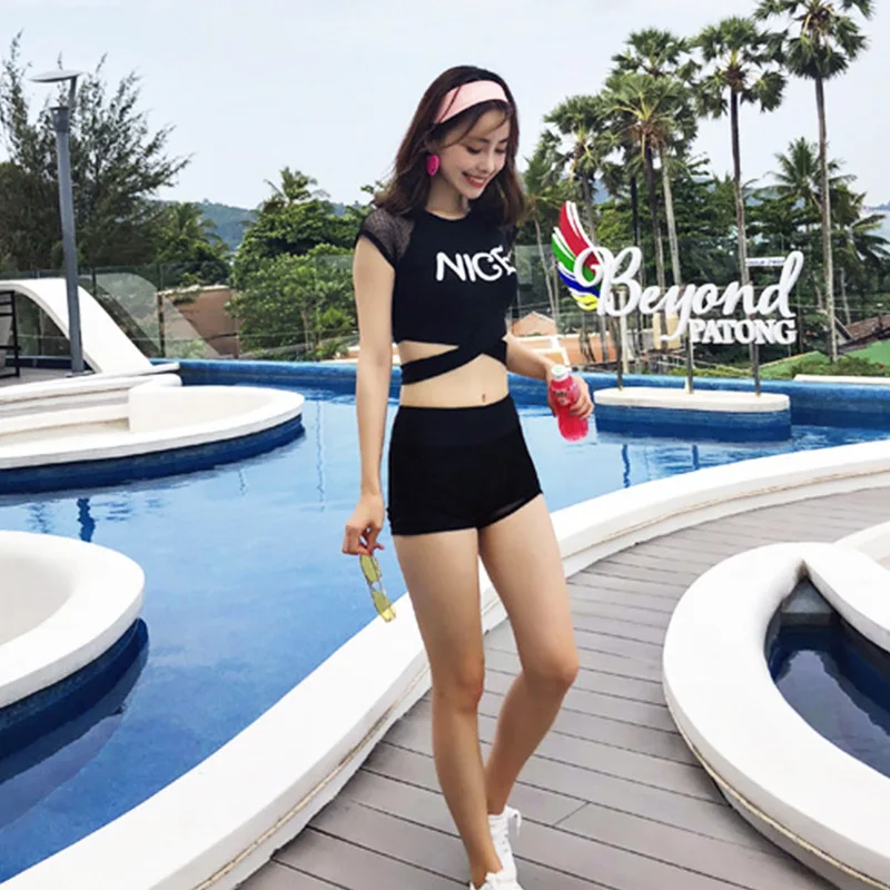 

Stereo Cross Split Type Two-Piece Bathing Suit Fashion Sexy Slimming Conservative Push up Hot Springs Swimming Suit Women's