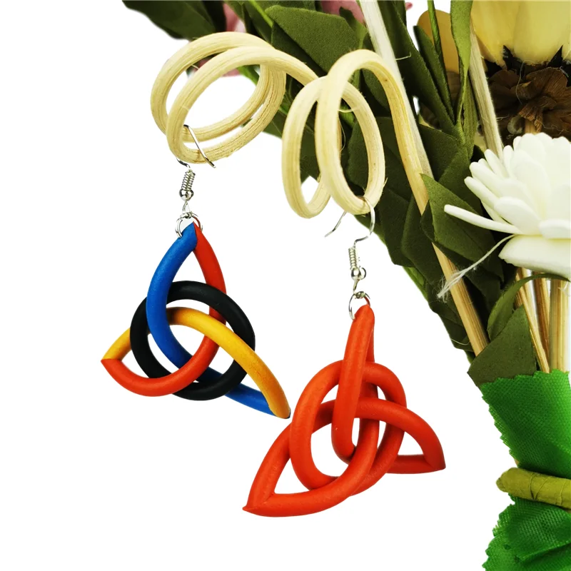 UKEBAY New Geometric Drop Earrings For Women Multicolor Rubber Earrings Handmade Jewelry Boho Ethnic Earring Accessories Jewelry