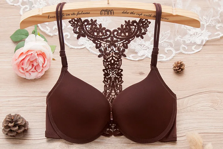 New Sexy Bras For Women Lace Y-Shaped Deep V Sexy Underwear Push Up Bra Gathering Adjustable Smooth Front Buckle Bralette t shirt bra