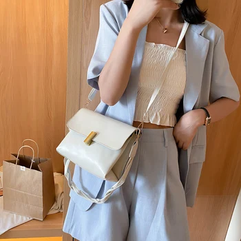 

Simple Solid Color Crossbody Bag Women Leather Weave Belt Shoulder Phone Pouch Popular Simple Female Daily Bag