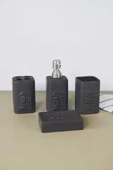 

4 Pcs Square Bath Set | Liquid Soap Dispenser | Mold Soap Holder | Toothbrush Holder | Toothpaste | Made in Turkey