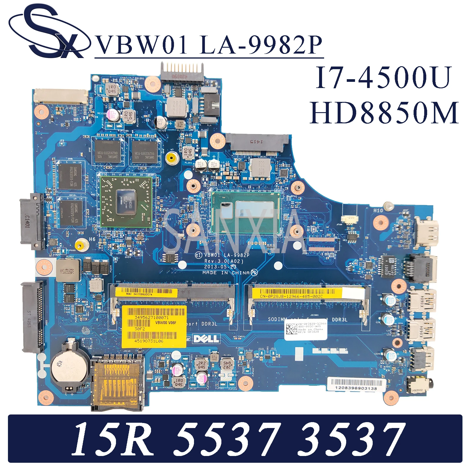 KEFU LA 9982P материнская плата для ноутбука Dell Inspiron 15R 5537 3537 оригинальная DDR3L RAM I7 4500U